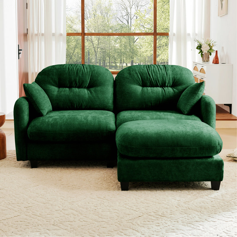 Canapé de style moderne pour l'intérieur, canapé modulaire en forme de L avec repose-pieds, tissu doux, dossier capitonné, mousse à haute densité pour les chambres à coucher, les salons et les coins lecture
