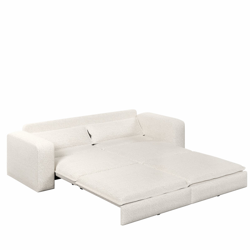 93" King Size Pull Out Sofa Bed, Beige+White
