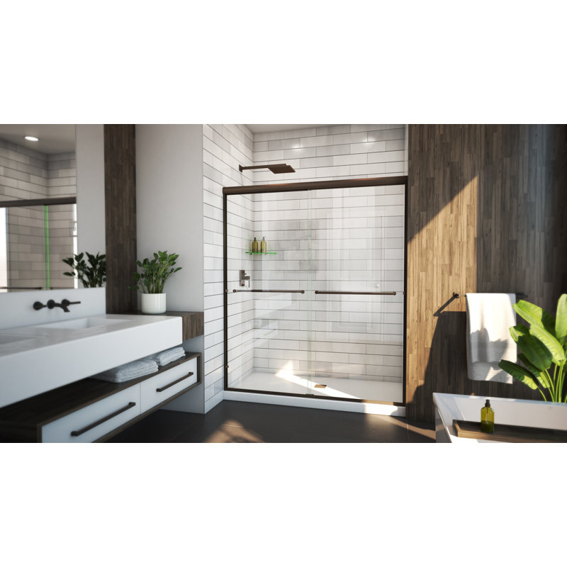 Leser - W x 70.375'' H Bypass Door Frameless Shower Door with, Anodized Oil Rubbed Bronze, Clear Glass