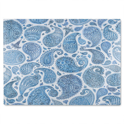 White Bo Ho World Glass Chopping Board