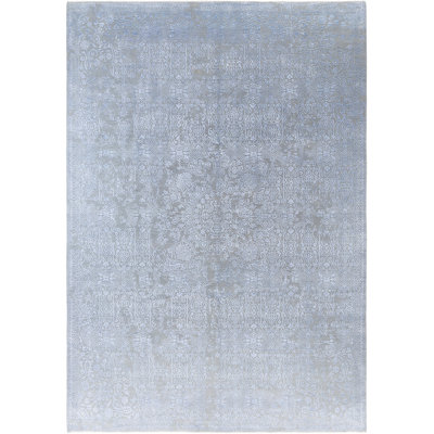Tapis unique noué à la main gris de 8 pi 9 po x 12 pi 4 po Odom