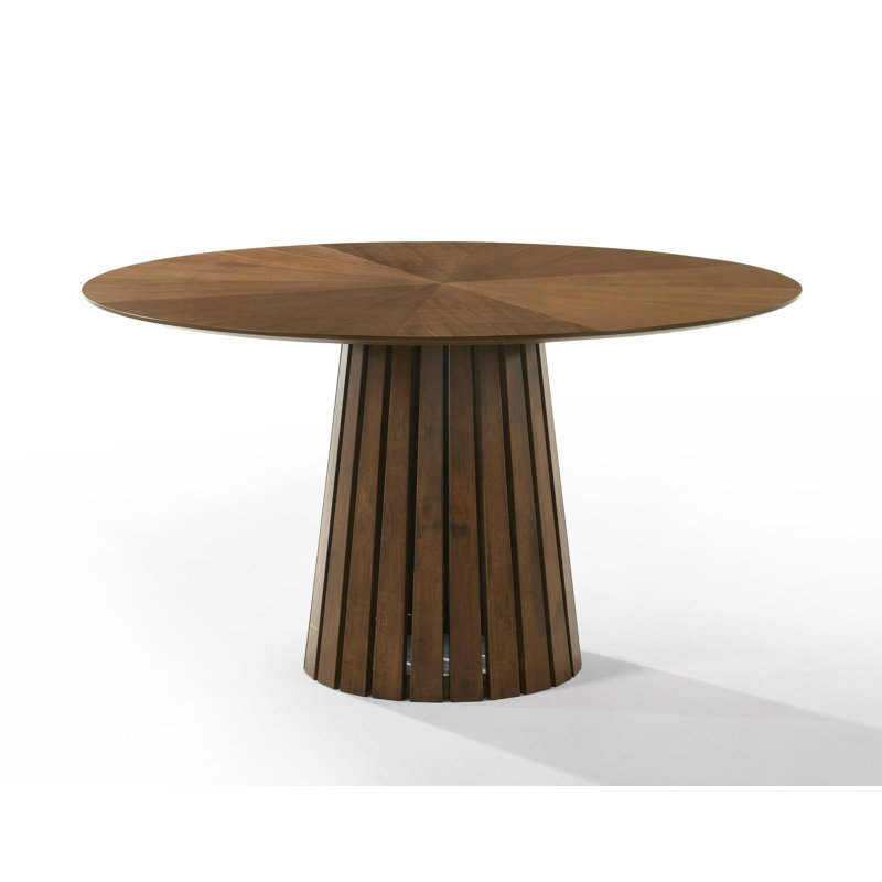 Greco 6 - Person Pedestal Dining Set, Walnut / Light Brown