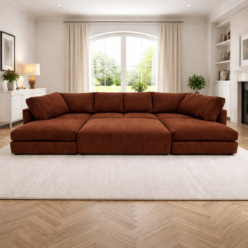 7 Seater Corduroy Sofa Bed, Chocolate