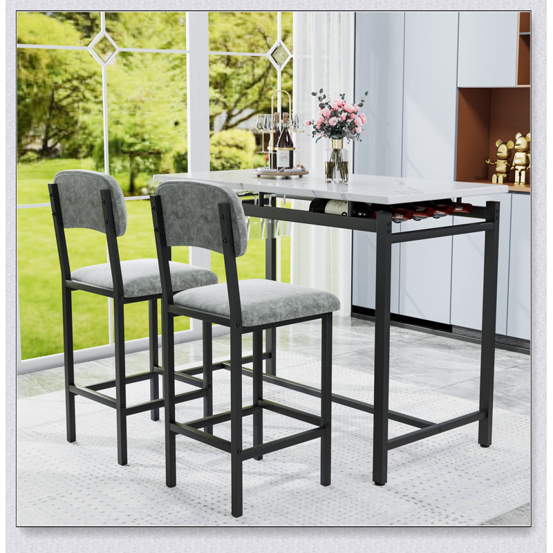 Kitchen Table Set, Dining Table and Chairs for 2, 3 Piece Dining Room Table Set with 2 Upholstered