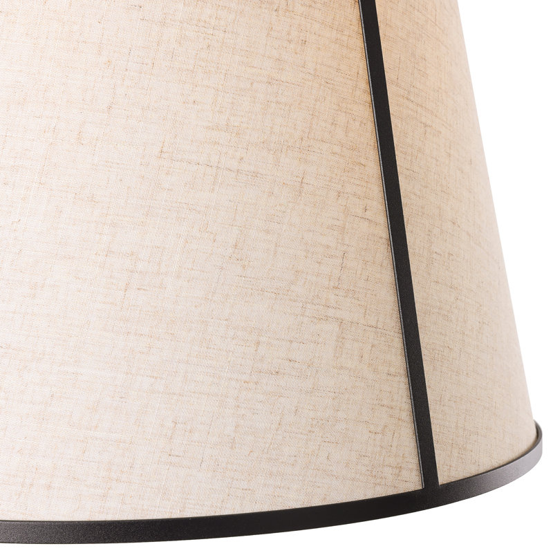 Luminaire suspendu fuselé à 3 lumières avec abat-jour en lin Aastha, Noir mat, Beige
