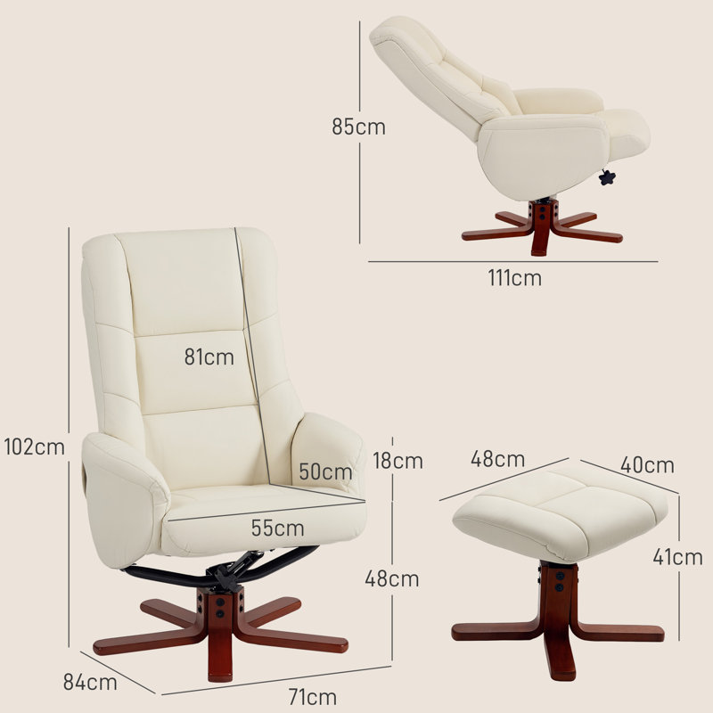 Faux Leather Recliner With Footstool