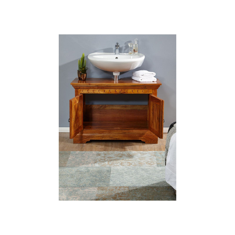 Oxford 88cm Single Bathroom Vanity Base Only, Honey