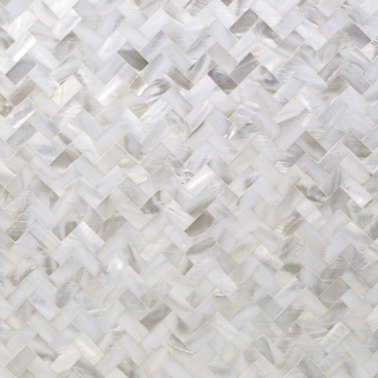 Lokahi 0.39" x 0.79" Seashell Chevron Mosaic Wall Tile