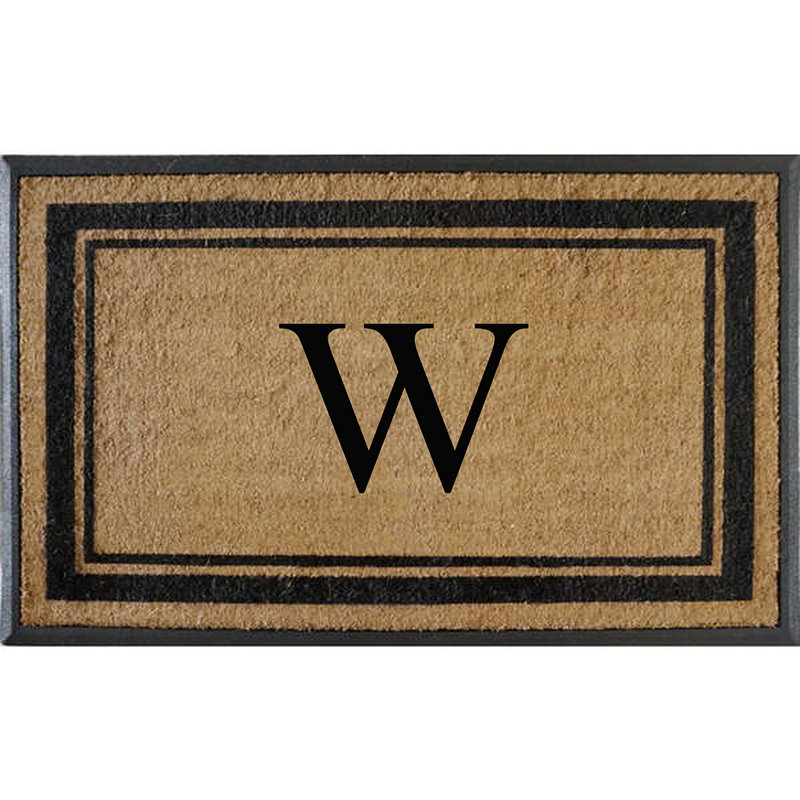 Tapis de porte en fibre de coco monogrammé l 30 po x L 48 po Butters, W