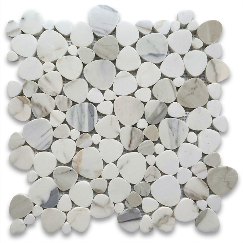 Carreau de mosaïque en marbre 12 po x 12 po Calacatta, Gris clair