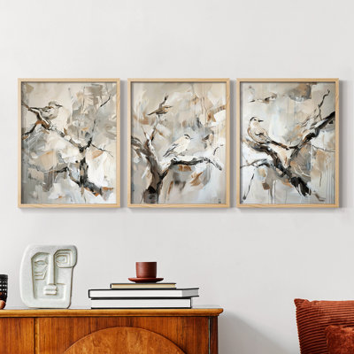 Aviary Study  Series  XVI  -Set Of 3 Framed Giclee Prints -Ready to Hang