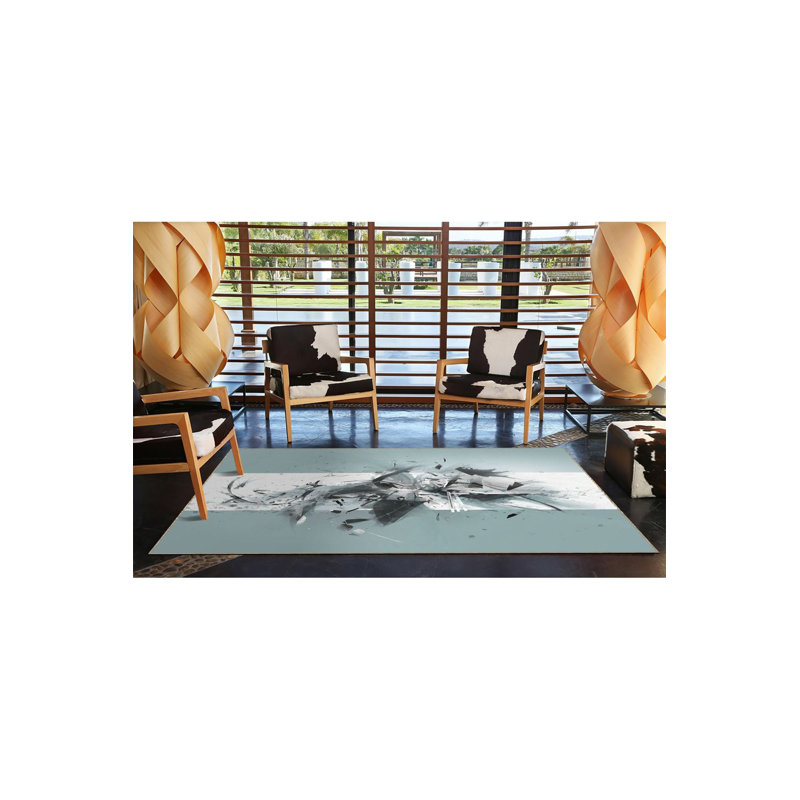 Tapis décoratif lavable turquoise, Sous-tapis carré 3 pi 3 po inclus