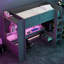 Lit mezzanine simple en bois avec bureau, rangement, lumières à DEL, charge - plusieurs lumières à DEL gris foncé, prise-1529900903