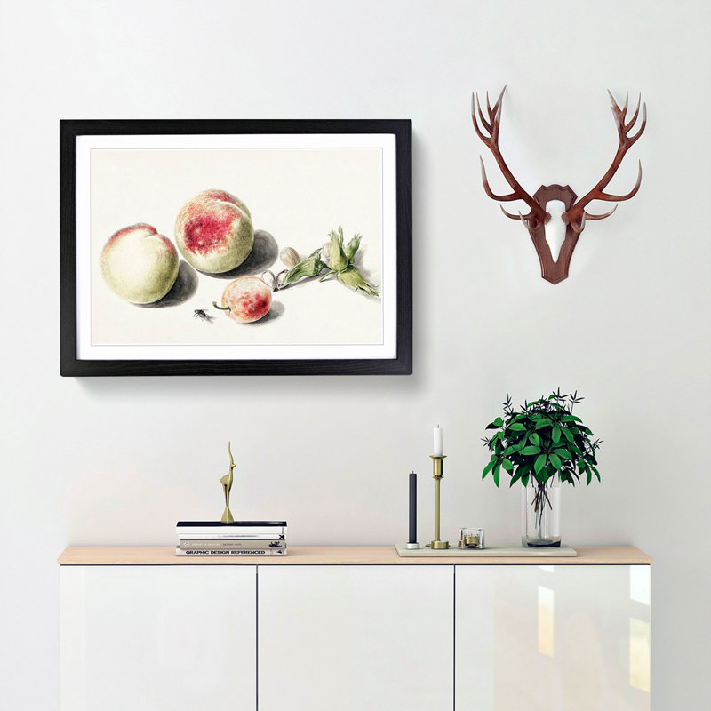 Peaches & Plum by E.G. Van De Kasteele - Picture Frame Painting Print, 62cm H x 87cm W x 2cm D, Black Framed
