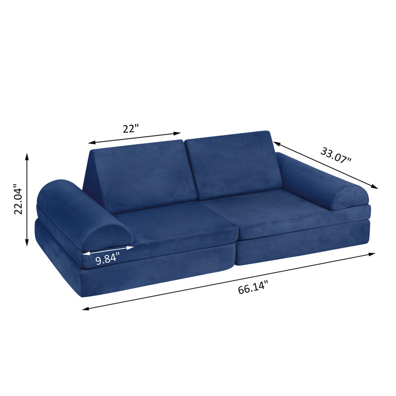 Cressey Kids 9.06'' Chair and Ottoman, Blue