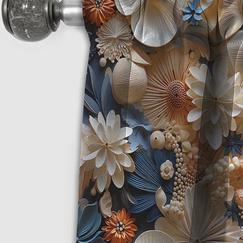 Sable et coquillages motif tropical I - Rideau floral - Rideau occultant floral - 1 panneau, L 52 po x L 84 po
