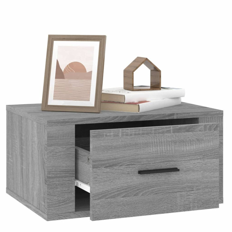 50cm W Bedside Table, Grey/Brown/Blue