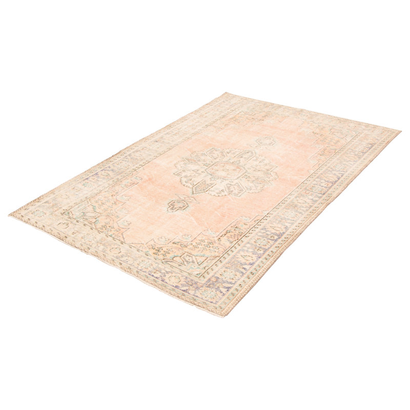 Natania One-of-a-Kind 6'3" X 9'6" 2000s Wool Area Rug in Salmon