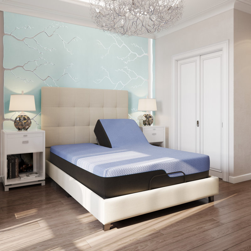Refresh 12 Inch Flex Head Memory Foam Hybrid Mattress And Adjustable Base Bundle, Queen