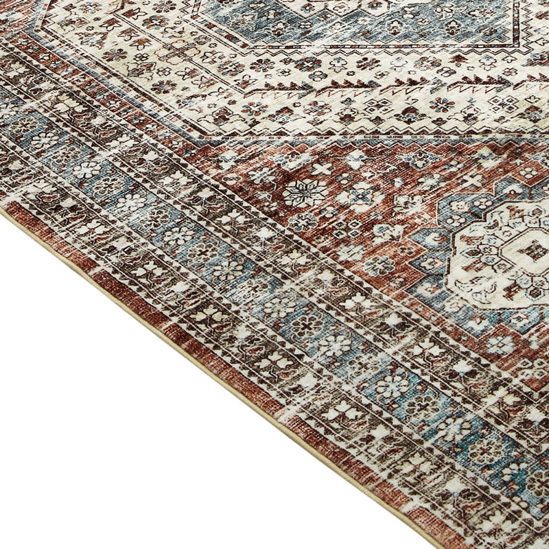 Rectangle Abstract Washable Area Rug, Brown, Rectangle 120 x 170 cm