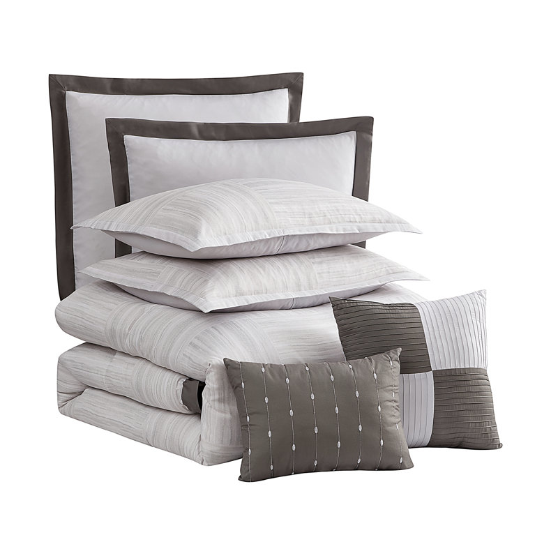 Walter 7 Piece Comforter Set, King Comforter + 4 Shams + 2 Throw Pillows