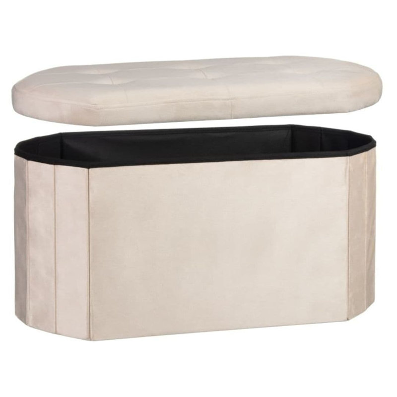 110cm Wide Velvet Oval Footstool Ottoman, Cream