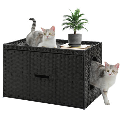 19.7" Rattan Cat Litter Cabinet 