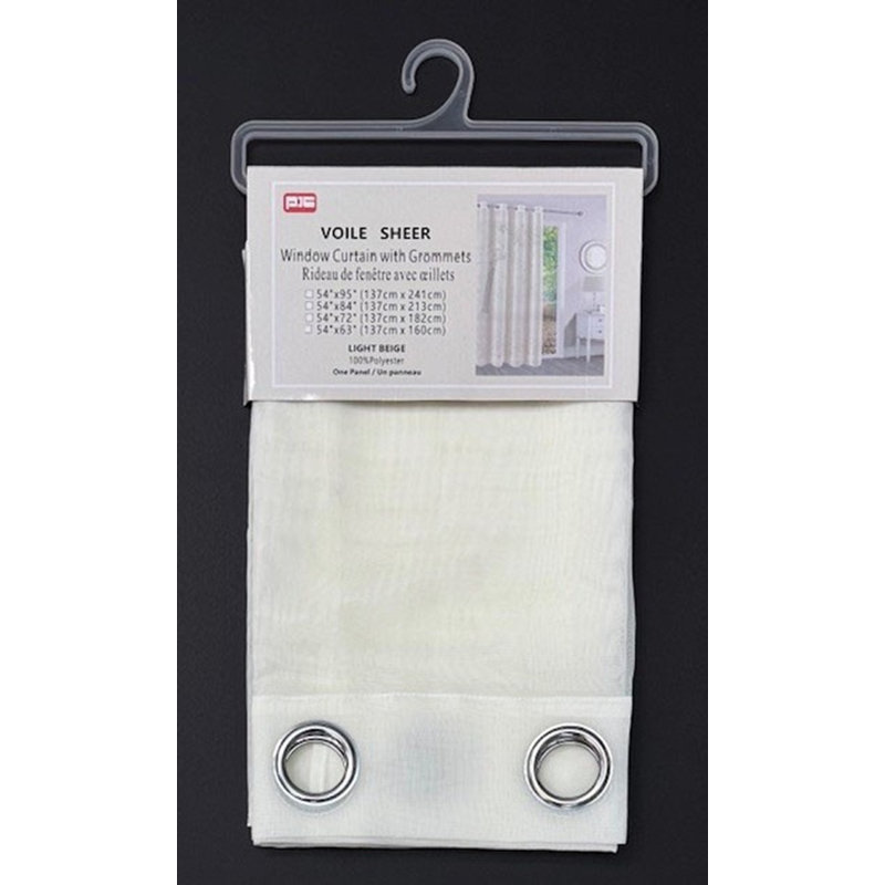 (54 x 63 po) Panneau d'anneau transparent - Beige uni, 54" W x 63" L