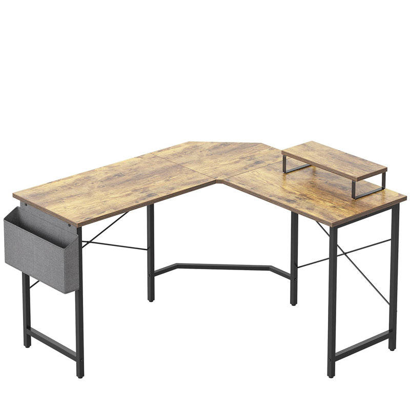 Bureau d'ordinateur en L 47 po Leondre, Brun rustique / noir