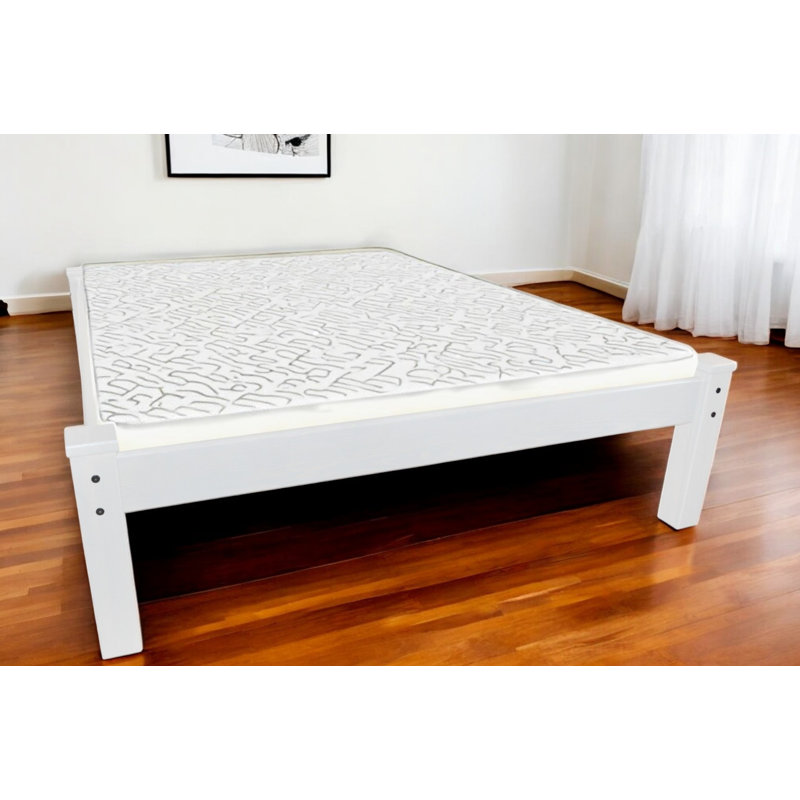 White Solid Wood Full Bed Frame