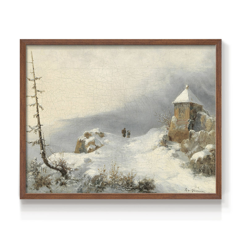 Paysages rétro-CCGVLV-impression encadrée - réaménageable, H 22 po x l 28 po, Noyer