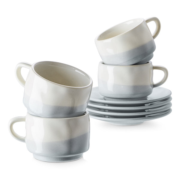Large porcelain coffee cup and saucer from the Domo White collection  inspired by modern minimalist trends - Vista Alegre