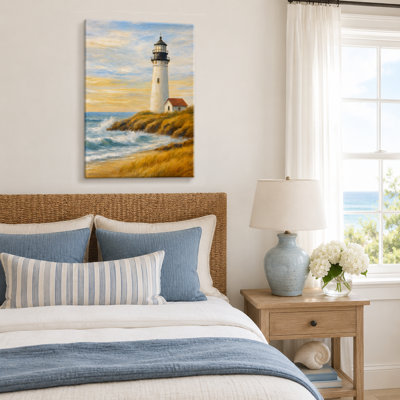 Morning Light – Coastal Lighthouse Canvas on Wood Plank Print