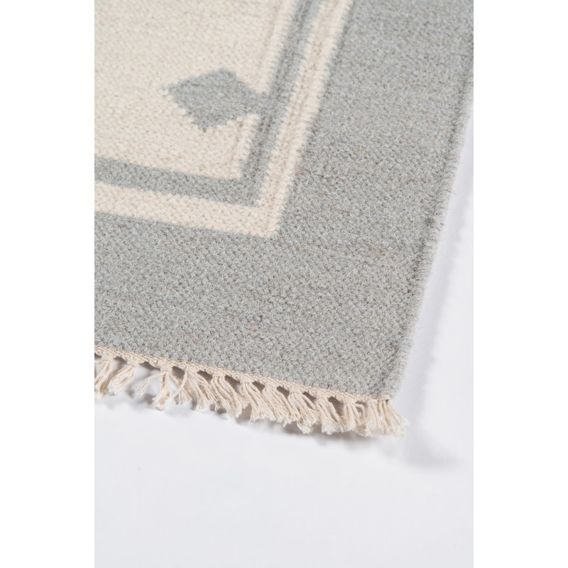 Thompson Wool Geometric Area Rug in Gray, Rectangle 3'6" x 5'6"