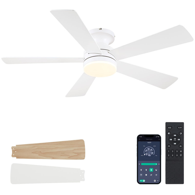 Ventilateur de plafond à profil bas de 46 po avec télécommande / télécommande, Blanc