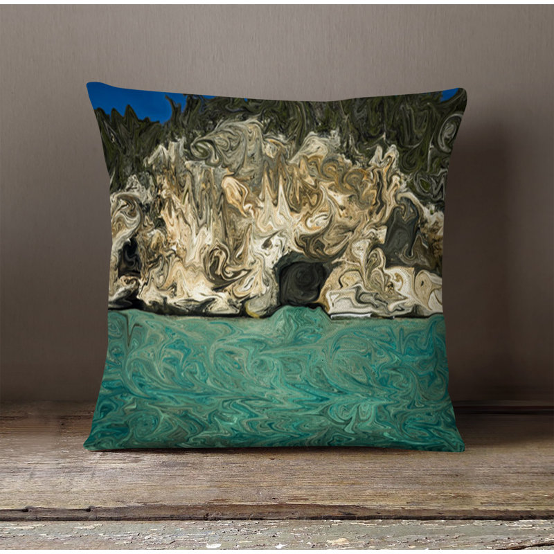 Throw Pillow With Insert, Brown/Green 4, 16"H x 16"W