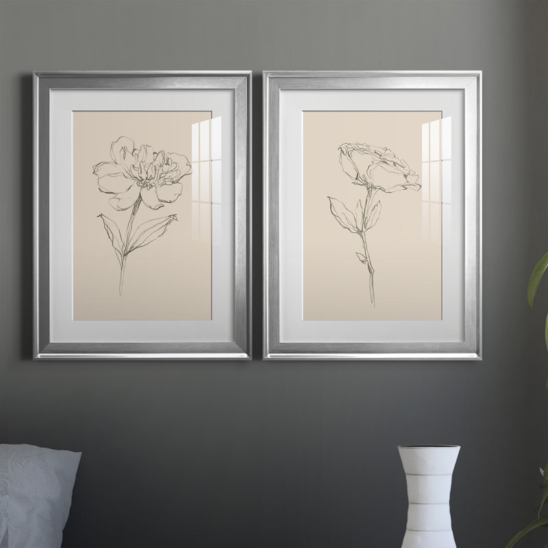 Floral Contour Study III, reproduction encadrée de qualité supérieure - prête à être accrochée, H 24,5 po x l 37 po x P 1 po