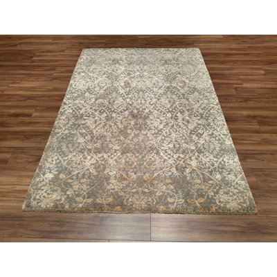 Original Hand Knotted Traditional Pattern Gray Wool Rug