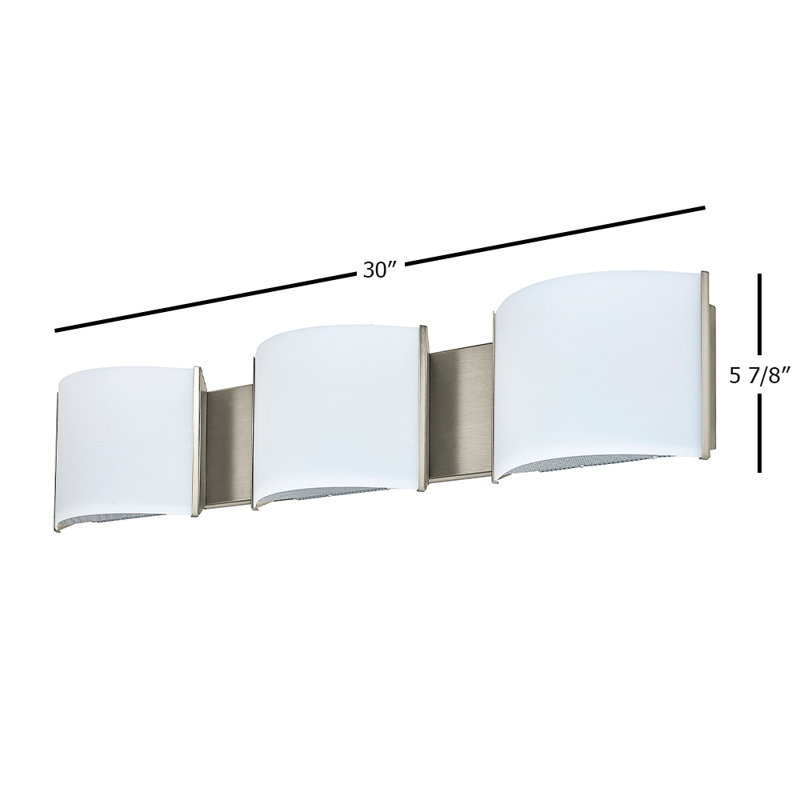 Barre d'éclairage de salle de bain 3 lumières DEL à intensité variable Caprica, Nickel brossé