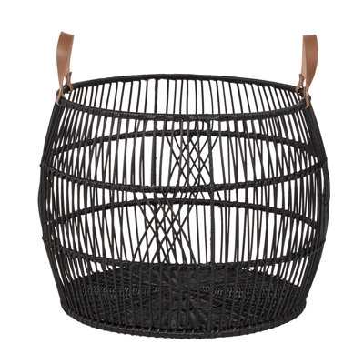 Sumatra Rattan Floor Storage Basket In Black