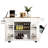 Kitchen Island With 10 Trash Can Space, 3 Drawers, Open Shelves, Power Outlets, White Design Cart Adjustable Side , Ports-1670909480