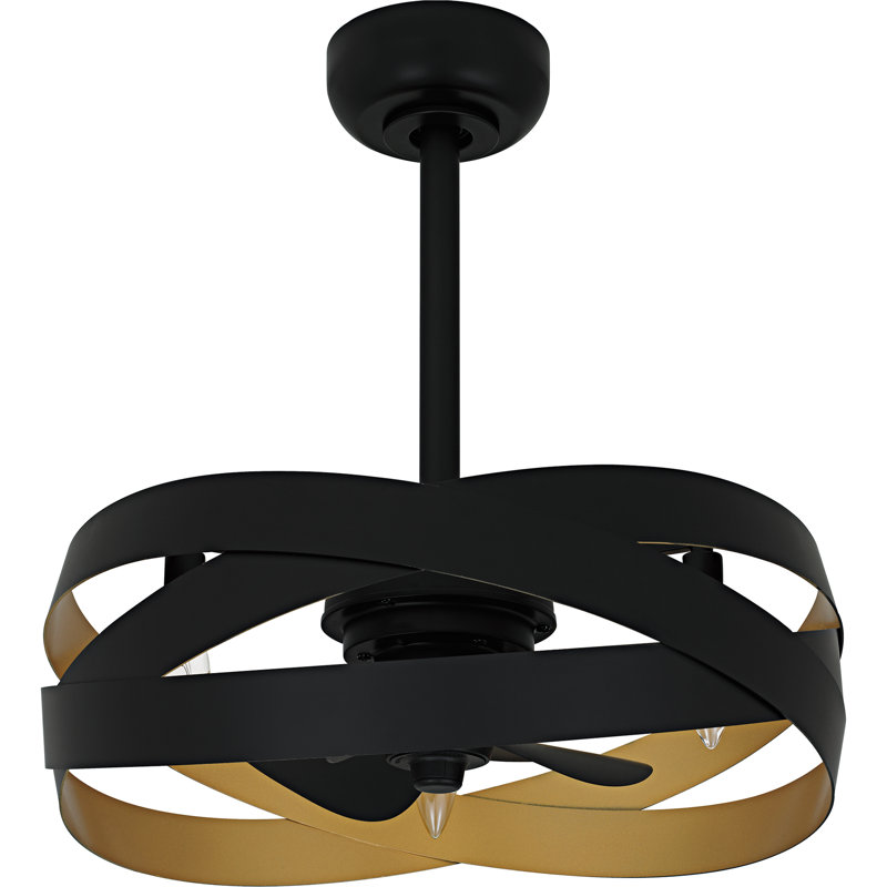 Ventilateur de plafond noir mat à 3 lumières Zito
