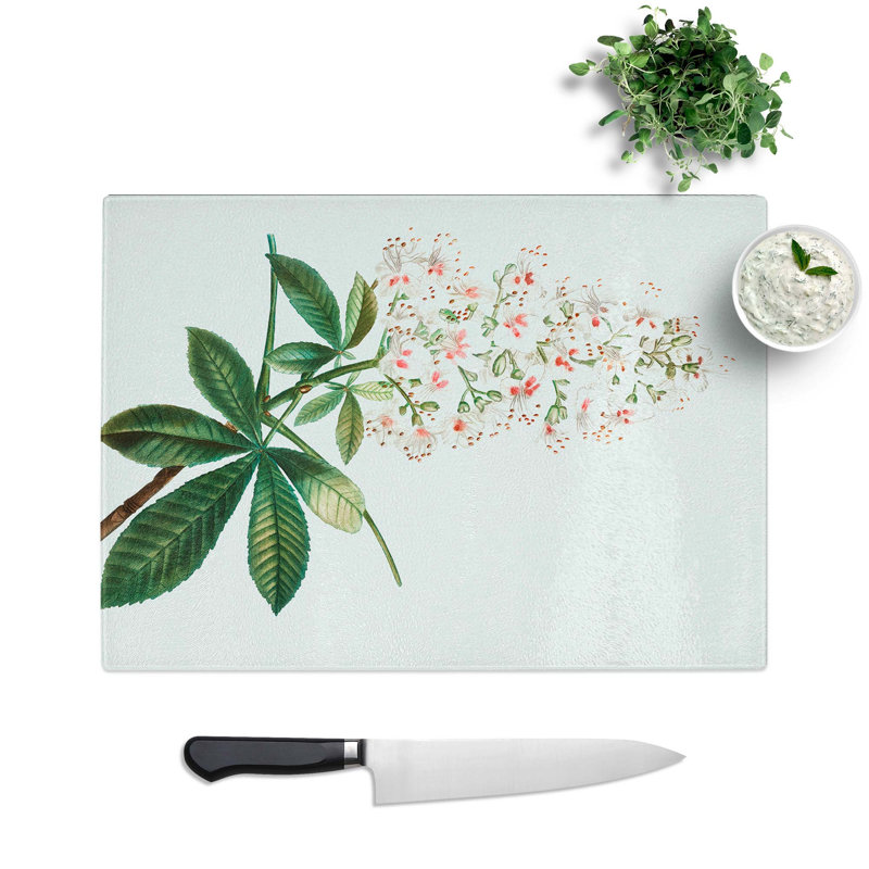 Glass Horse Chestnut Tree Flowers by Pierre-Joseph Redoute Chopping Board, 39 cm W x 28.5 cm L