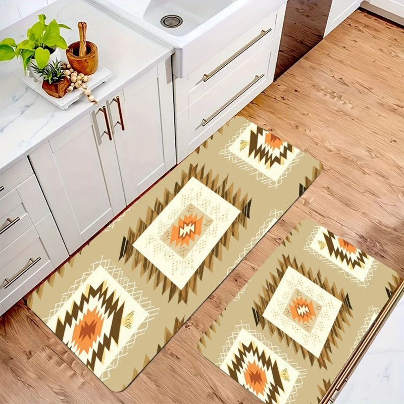 Tapis de cuisine Southwestern, ensemble de 2 pièces, beige orange