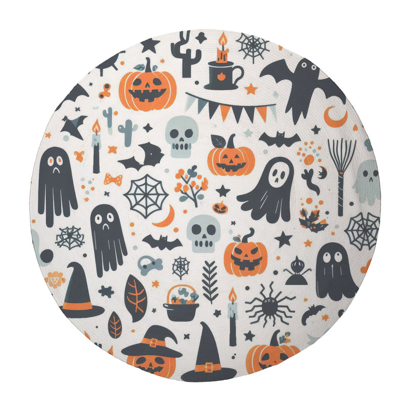 Eerie Ghostly Glow Braided Rug, Round 5'