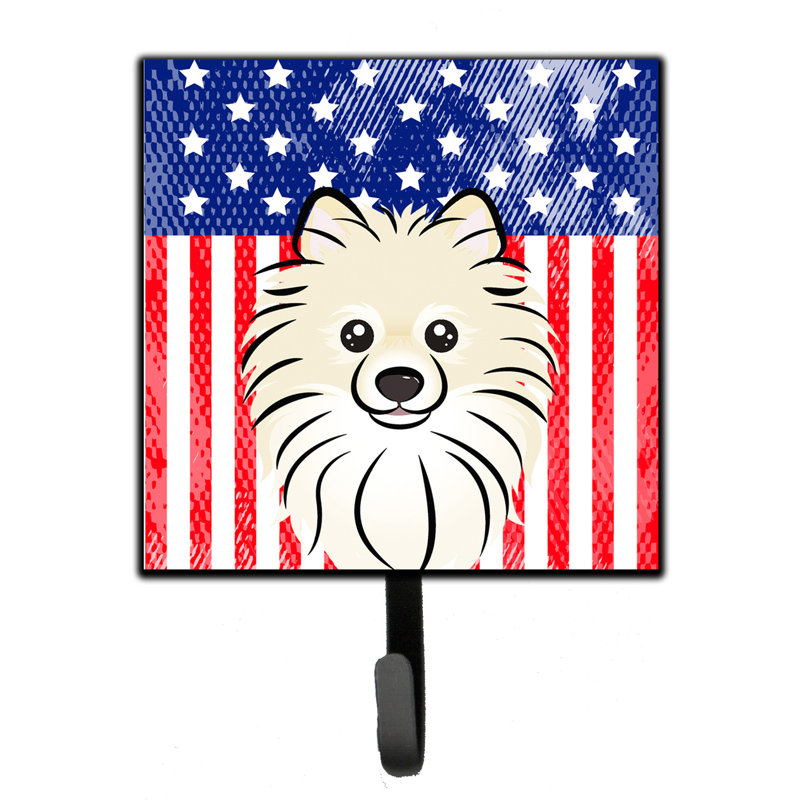 Porte-clés mural Monreal American Flag and Retriever, Bleu / beige / blé, Loulou de Poméranie