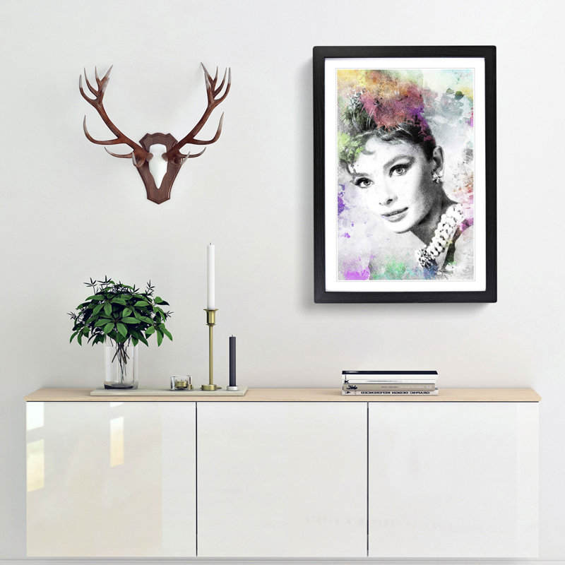 Audrey Hepburn Abstract Art - Single Picture Frame Painting, Black Framed, 45cm H x 33cm W x 2cm D