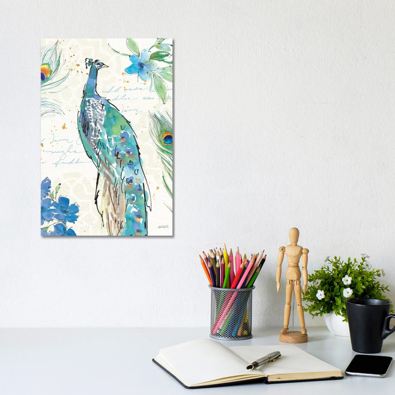 Peacock Garden II by Anne Tavoletti - Wrapped Canvas Painting, 20.32 cm H x 30.48 cm W