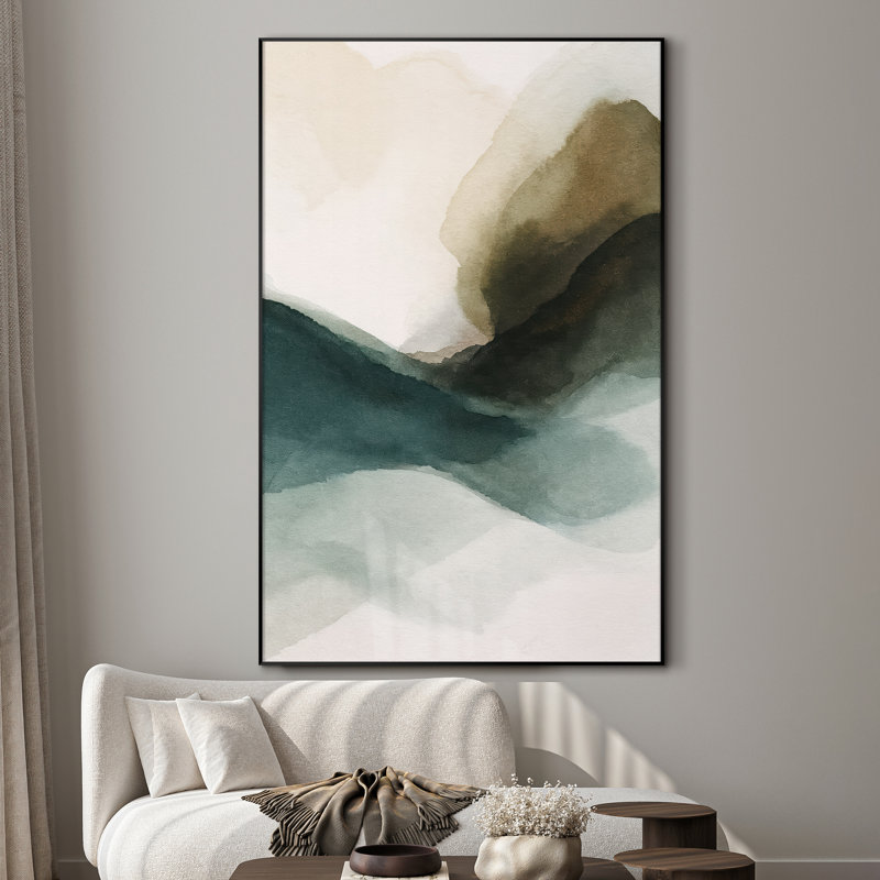 Très grand art mural imprimé sur tissu - Abstrait neutre moderne pour la décoration d'œuvres d'art contemporain pour le salon ou la chambre à coucher - «Assemblage requis du cadre (cadre non fini)»