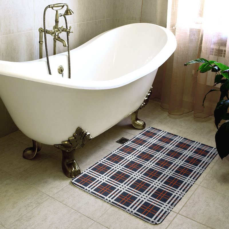 Memory Foam Non-Slip Bath Rug, 21" W x 34" L, Red/White/Black